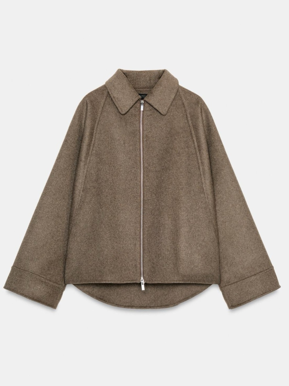 ZARA WOOL BLEND ZIPPER JACKET ZW COLLECTION BROWN TAUPE SMALL 8491/045
